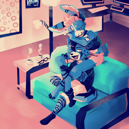 2 characters, complex bg (limited palette) 2 characters, complex bg (limited palette)