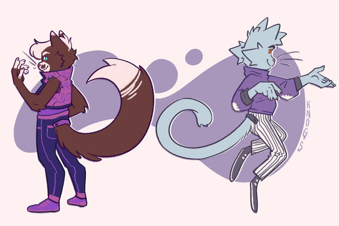 2 characters (no interaction), flat colors, simple bg 2 characters (no interaction), flat colors, simple bg